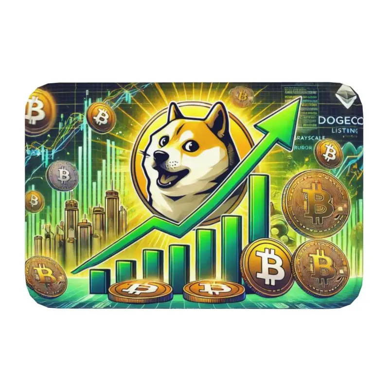 Custom Cryptocurrency Dogecoin Doormat Mat Anti-Slip Bitcoin Geek Kitchen Bath Garage Rug Carpet 40*60cm