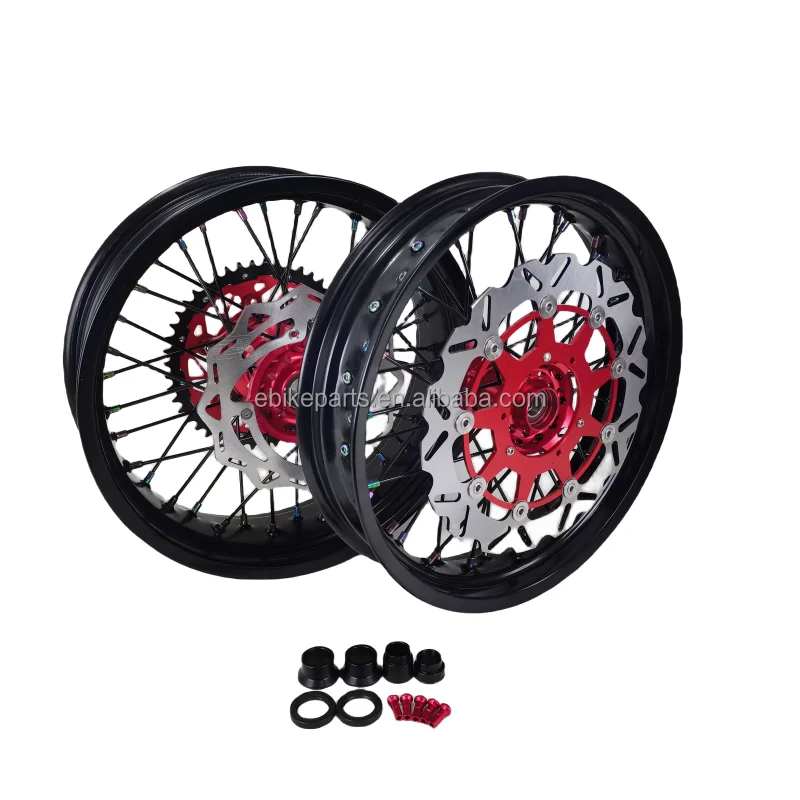 Hot Sale CRF 250 450 Motorcycle Front and Rear Wheel Supermoto Wheel Set for Honda Red Hub view 3