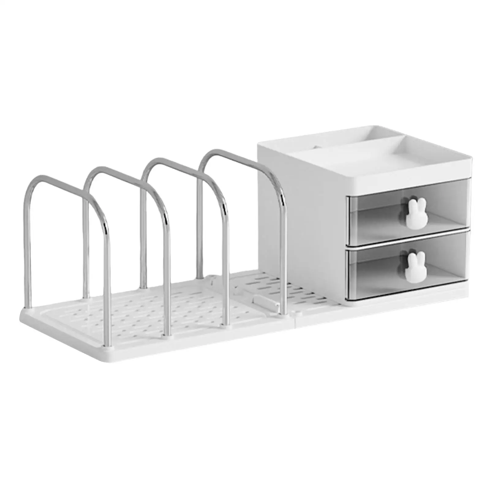 Desk Organizer File Sorter with 2 Drawers Bookshelf Accessories Multifunctional view 2