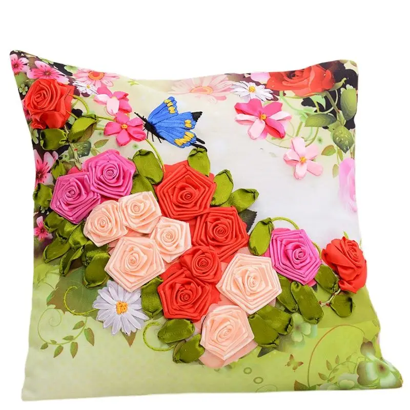 3D printing stitch / Ribbon embroidery pillow / car pillow pillow Campanula Continental living room / rose ribbon embroidery