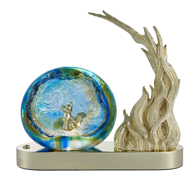 

Ancient glazed modern light luxury Van Gogh semicircular starry sky B night light