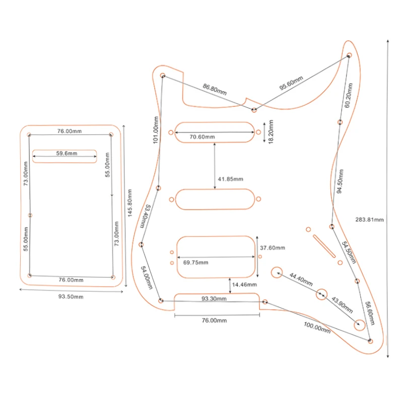 Pleroo Custom Guitar Parts - For 72\'11 Screw Hole Standard St Deluxe Humbucker Hss Guitar Pickguard & Back Plate Scratch Plate