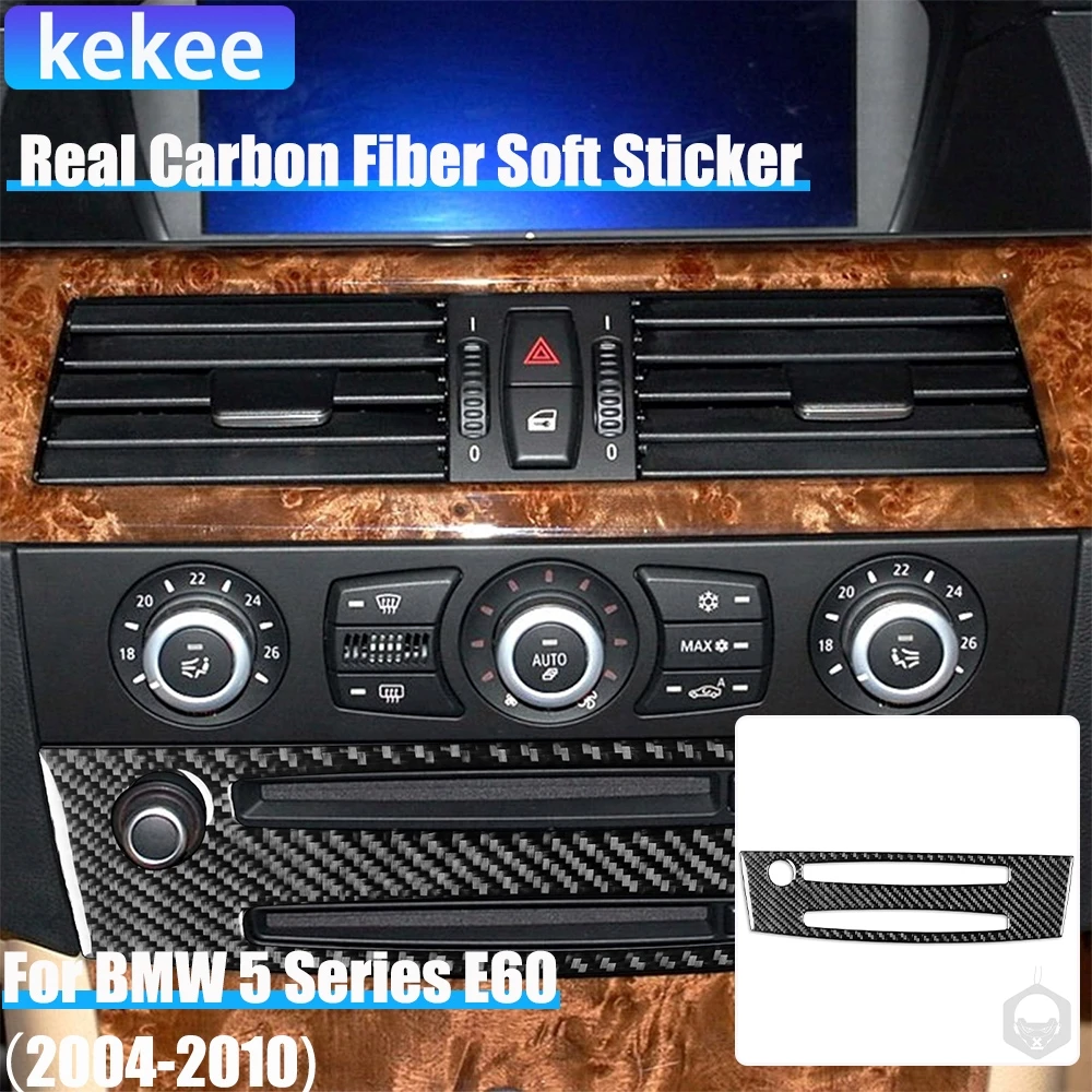 

Real Carbon Fiber Car Accessories Center CD Player Cover Soft Sticker For BMW 5 Series E60 2004 2005 2006 2007 2008 2009 10
