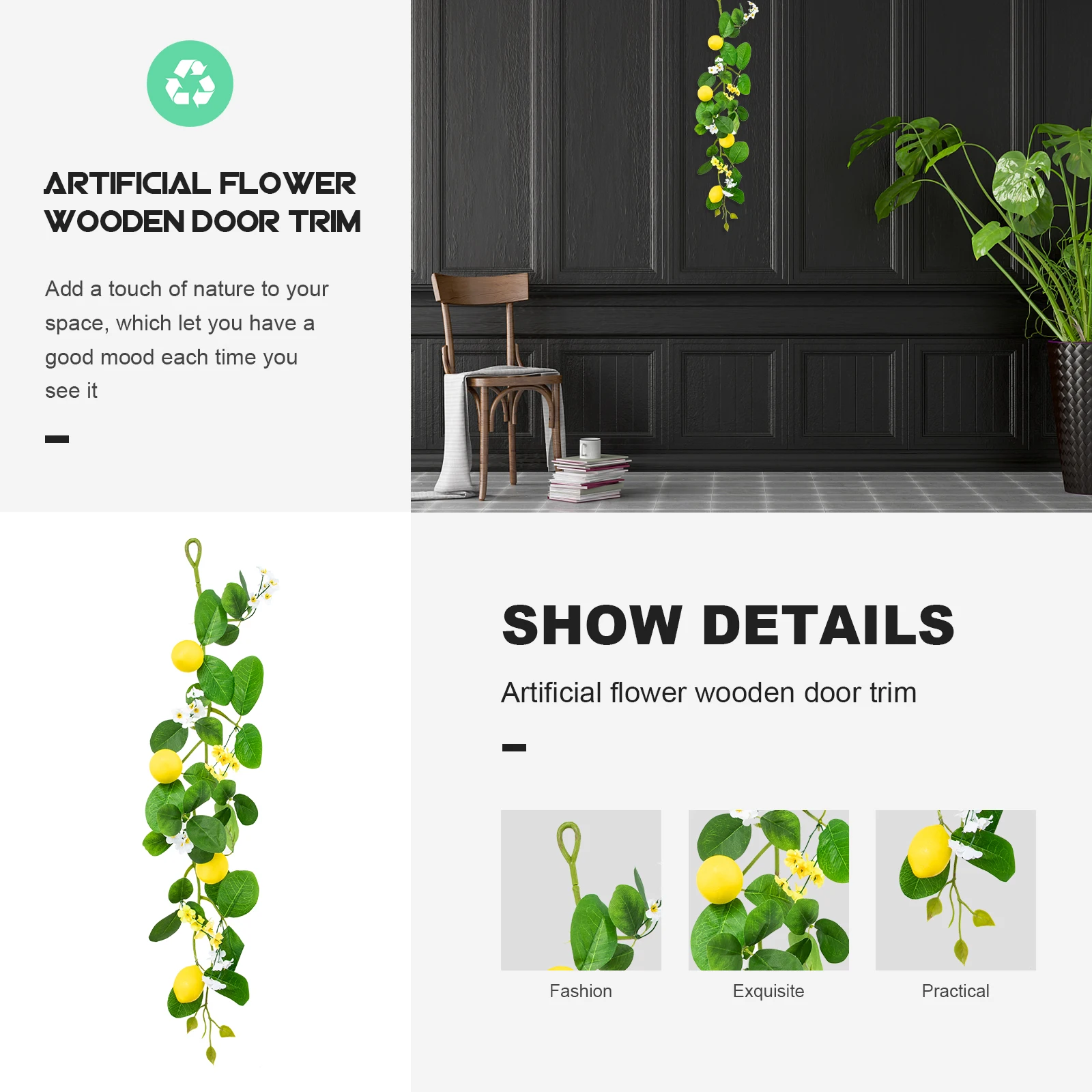 

Plastic Plant Vine Pendant Add Fresh Color to Your Space Multi-Use Adornment Fruit Garland with Lemon Imitation Lemon Garland