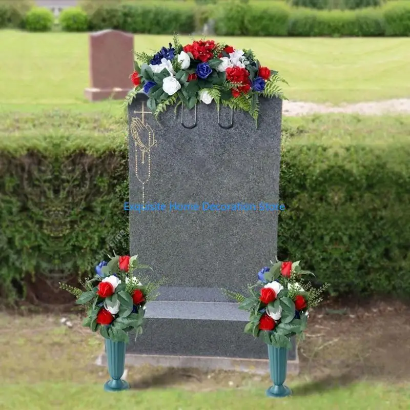 

L5BF Artificial Cemetery Flowers Arrangement Artificial Flower Bouquets for Graveyard