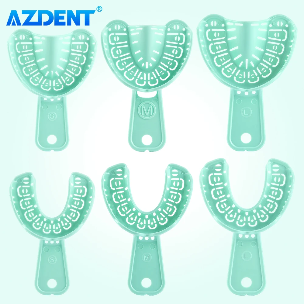 

3 Pairs AZDENT Dental Implant Tray Green Full Mouth Impression Trays Removable Partial Mold Large Medium Small Dentistry Tools