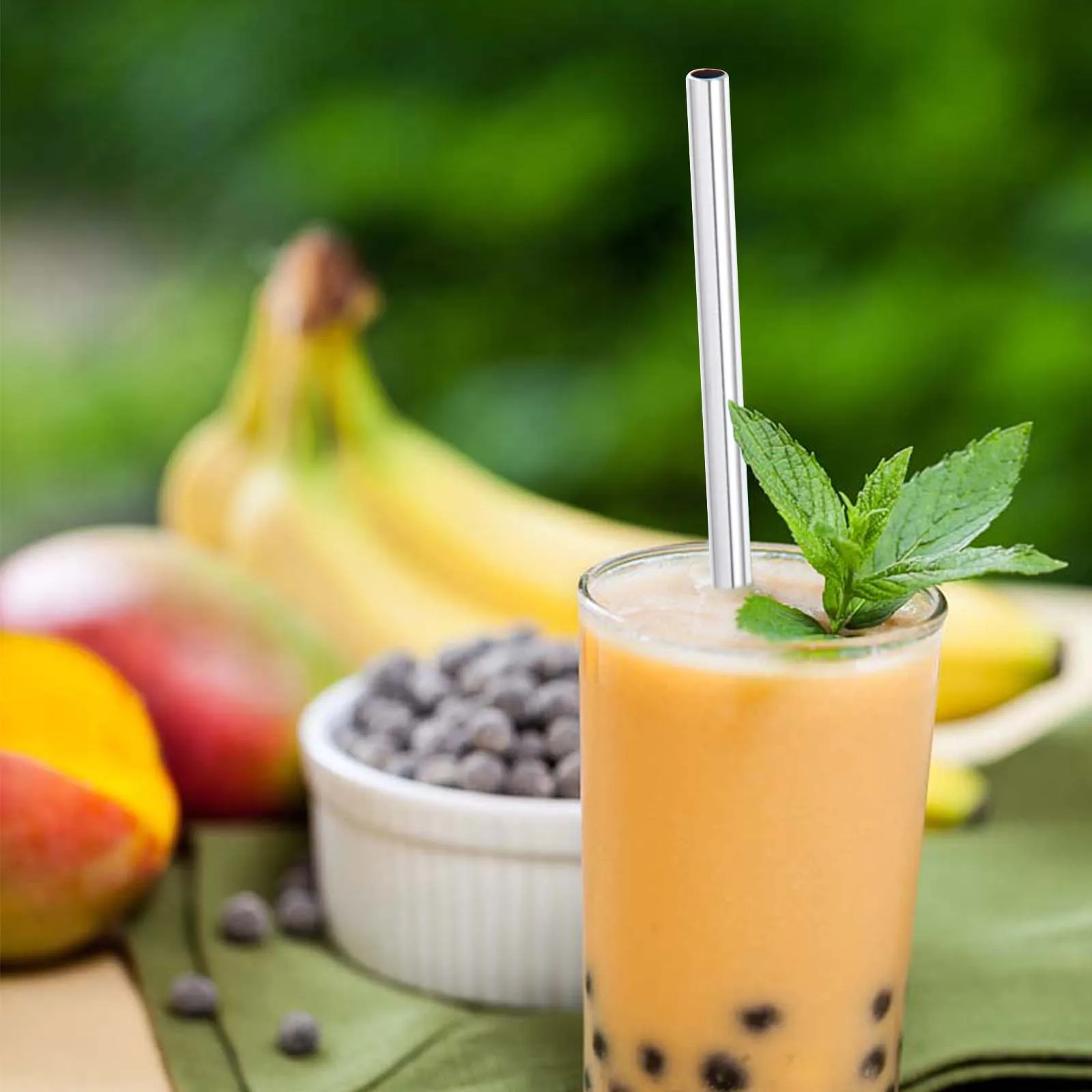 Cuchara de paja de acero inoxidable creativa, vajilla portátil ligera multiusos, Bar, tienda de té de la leche decorativa, 4 Uds.