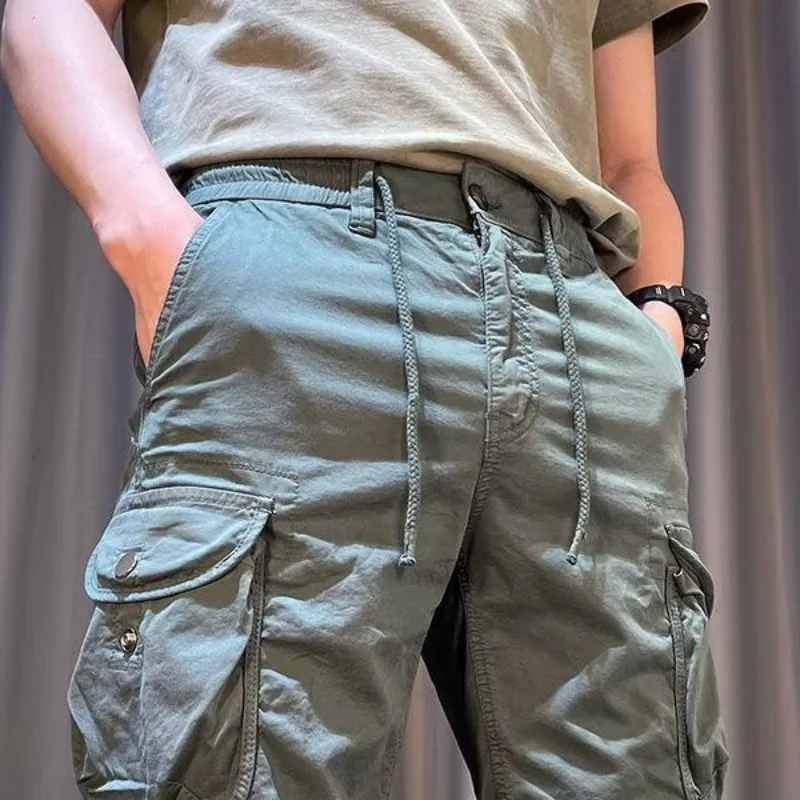 Outdoor Summer Workwear Shorts Men's Casual Loose Fit Multi-Pocket Large Size Vintage Wear-Resistant Versatile Five-Quarter