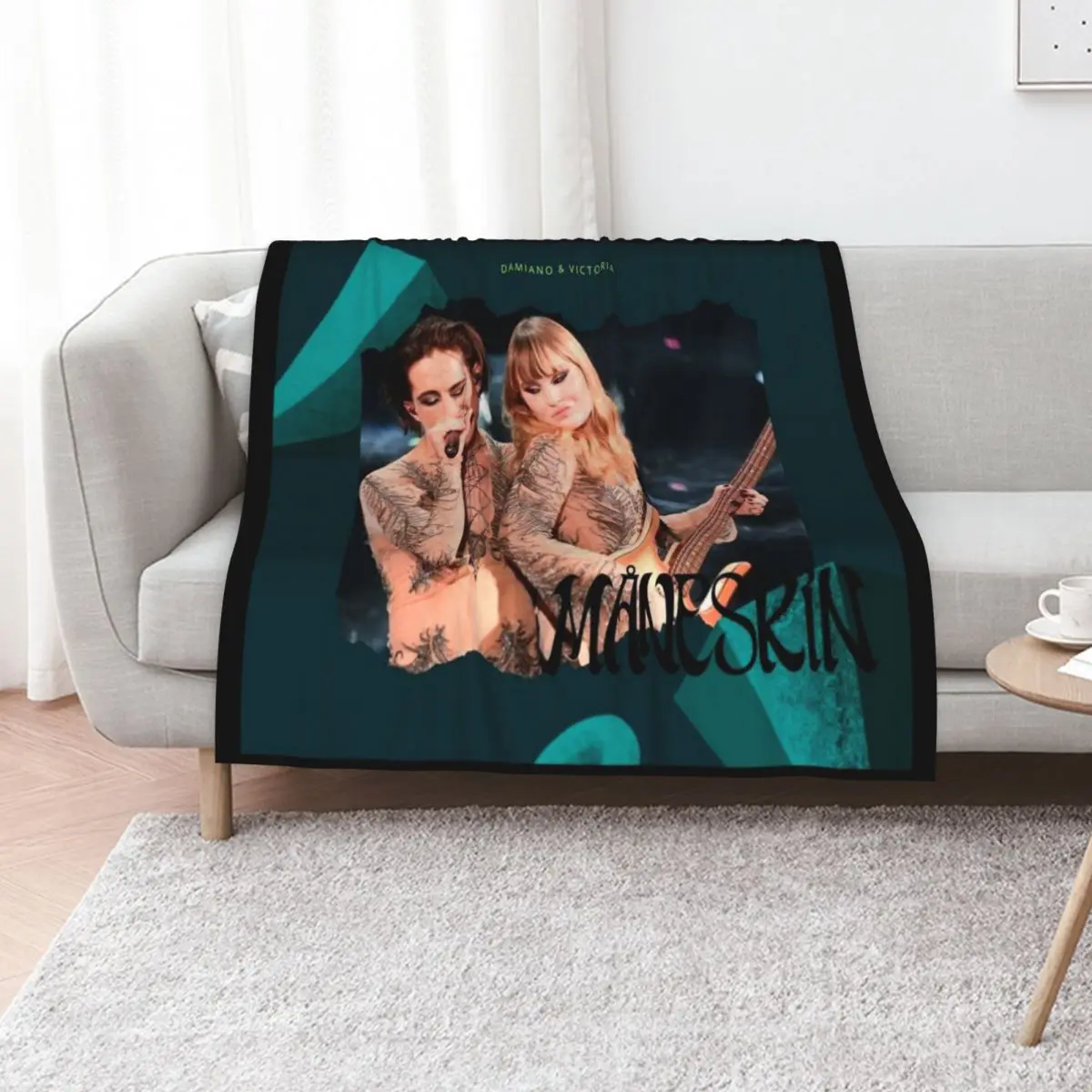 Damiano David Maneskin & Victoria Throw Blanket Summer Designers Custom Decorative Sofas Giant Sofa Travel Blankets