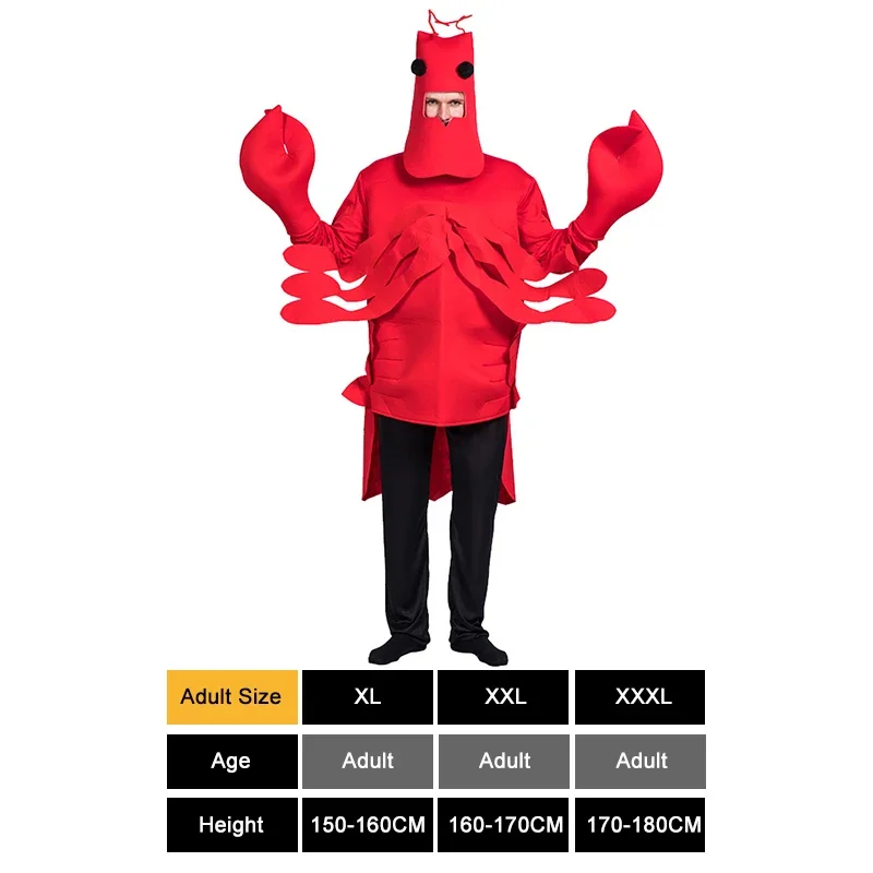 Nieuwe Halloween Kostuum Carnaval Purim Halloween Grappig Kostuum Voor Mannen Rode Kreeft Kostuum Kreeft Langouste Cosplay