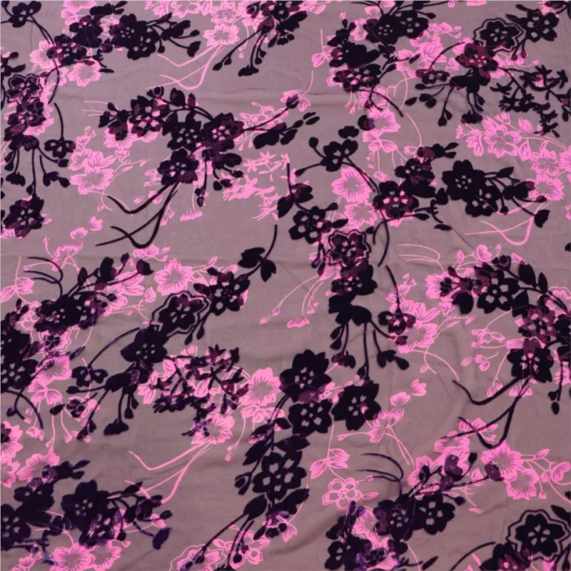 Woven brocade viscose printed mottled and burned velvet fabric sleeping dress cheongsam