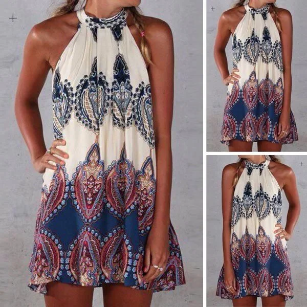 

Весенние женские платья с коротким принтом, свободное пляжное платье без рукавов, женское элегантное модное повседневное модное женское платье