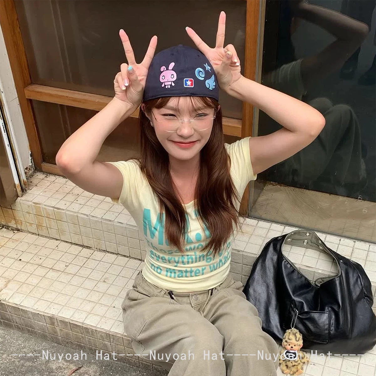 New Men Women Korean Little Bear Monkey Embroidered Wings Letter Baseball Hats Sunshade Hardtop Versatile Peaked Caps Fashion 4