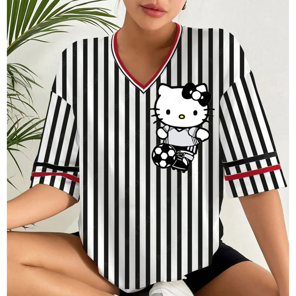 

Hello Kitty Summer Women's T-shirt Top Sports Football Wear Casual Women's T-shirt Quick drying Clothes