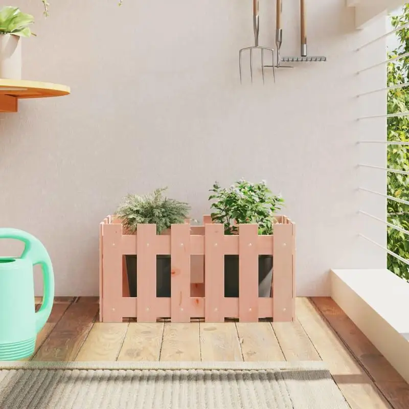 Bac de plantation surélevé en bois massif 60x30x30 cm, design clôture Latten, résistant à la rouille, pour jardin, patio, balcon, culture de fleurs, légumes, fruits, usage de jardinage