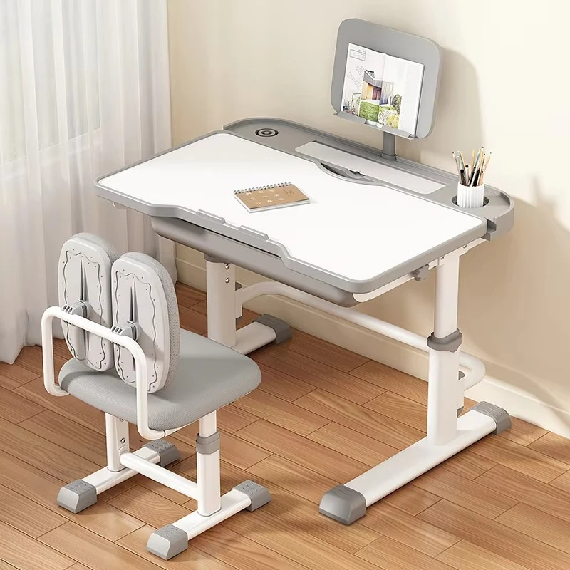 Height Adjustable Student Desk and Chair for Children Home Study Furniture Wooden Study Table and Chair Set for Kids Drawing