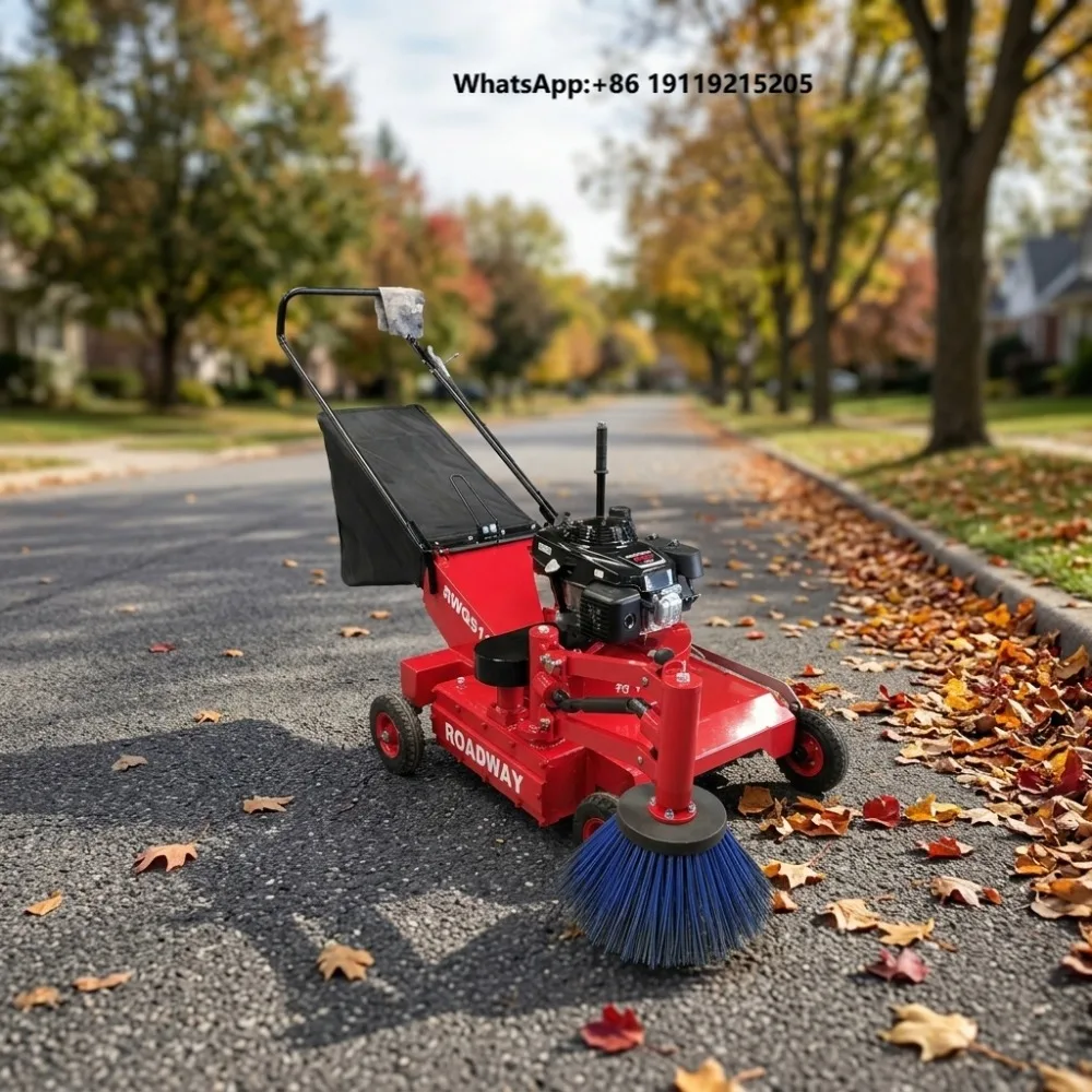 RWQS11 Hand-Pushed Leaf Sweeper, GXV160 Engine Powered Walk-Behind Yard Cleaner with 500mm Working Width