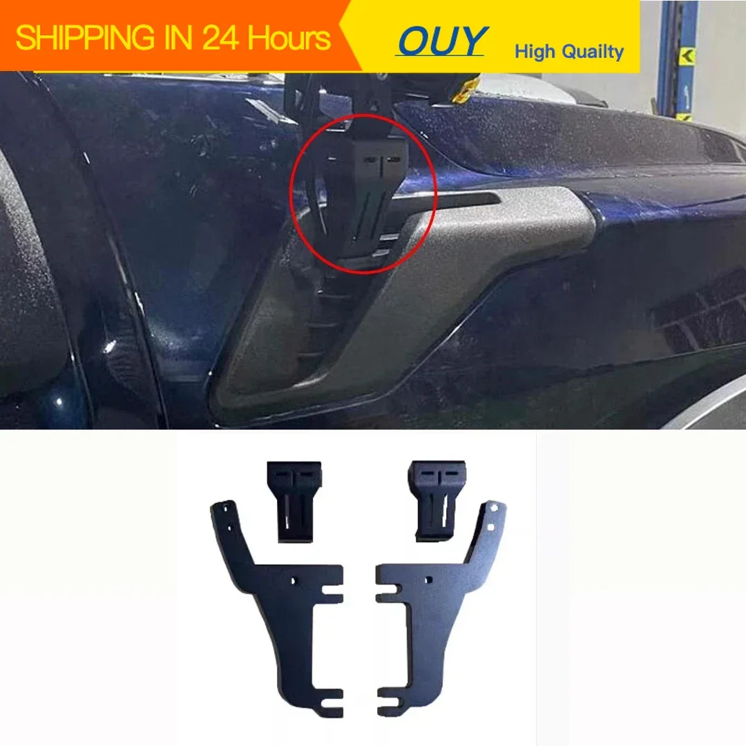 OUY Front Engine Hood side Spotlight A-pillar Mounting Brackets For Ford Raptor 2022 2023 2024 LED Work Lamp Installation Bracke