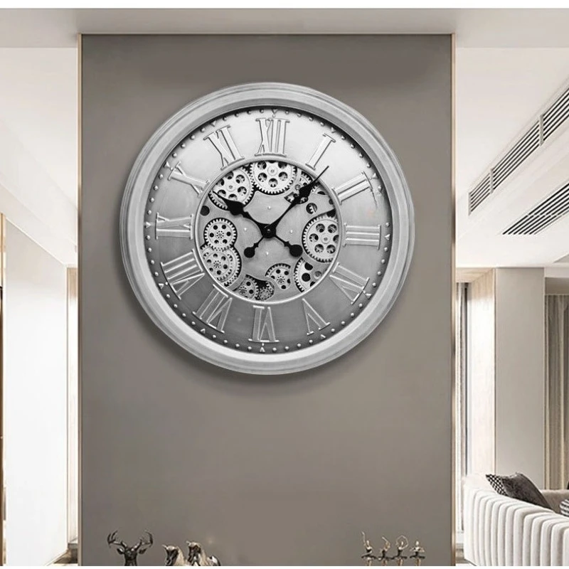Relojes de Pared de Estilo Lujoso, Relojes de Pared Creativos Retro con Engranajes para Sala de Estar, Relojes de Pared de Hierro Forjado al por Mayor, Decoración del Hogar, Orologi Da Parete ZY40BGZ