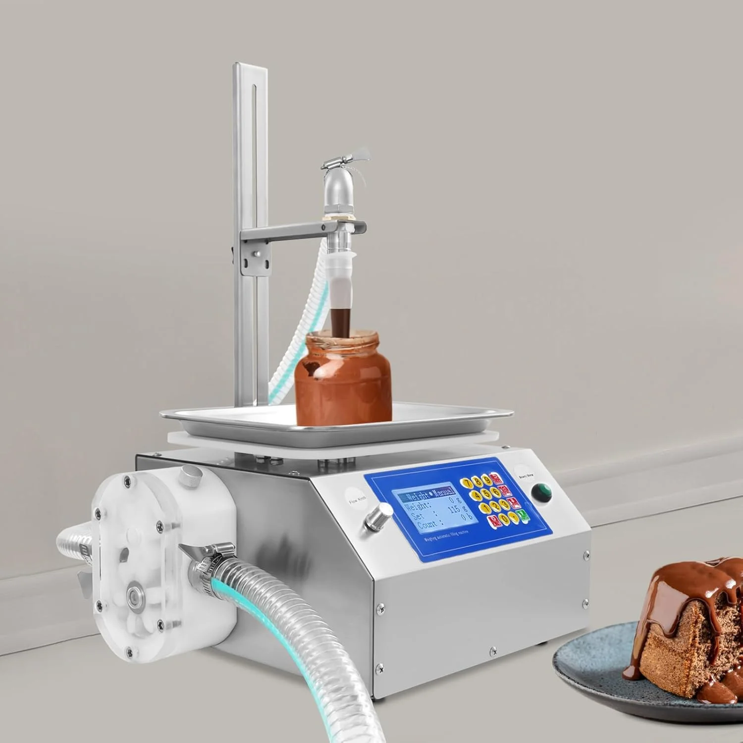 Máquina de Llenado y Pesaje de Líquidos Semiautomática CSY-A7 con Bomba de Engranajes de Boquilla Única para Botellas de 500 ml para Miel, Leche y Otros Alimentos