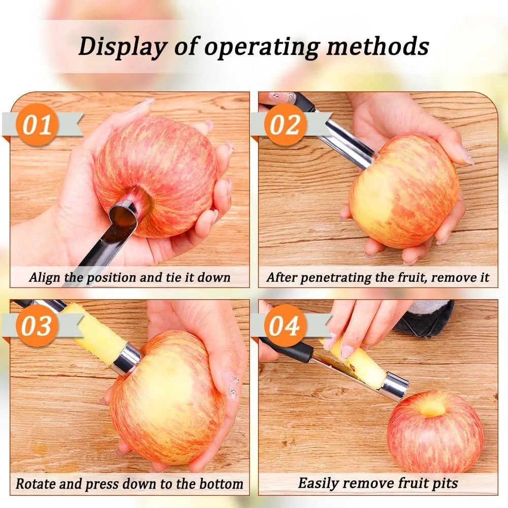 Apple Cupcake Corer, Fruit Vegetable Core Remover Healthy Stainless Steel Apple Remover Household Kitchen Tool - view 2