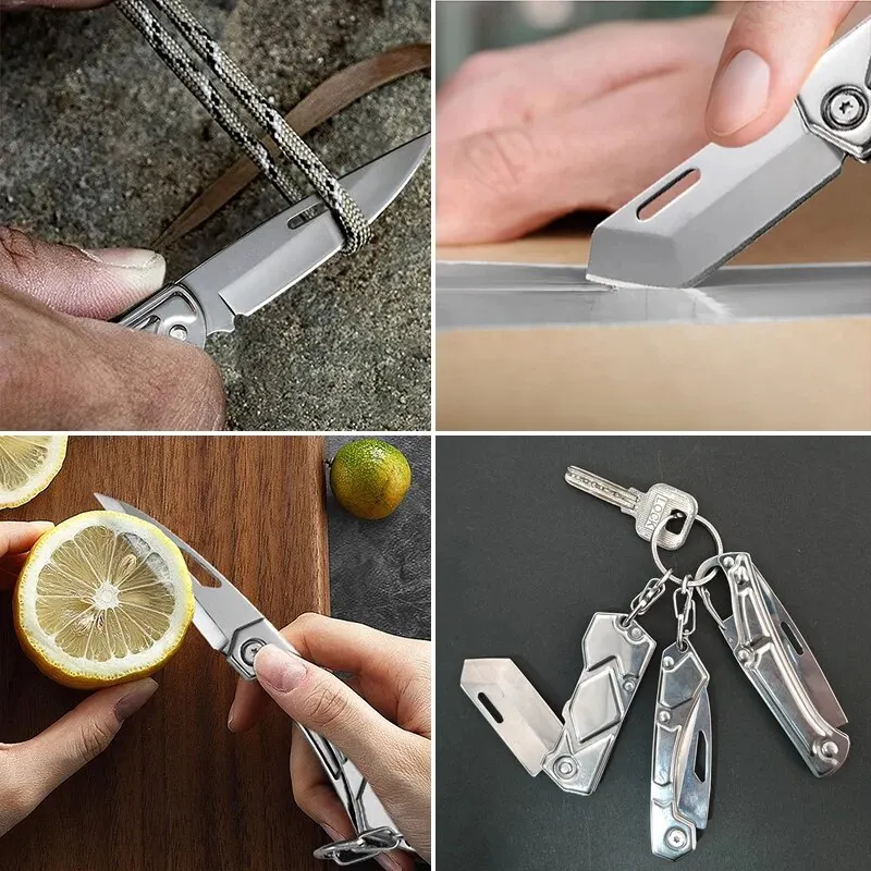 3PCS Pocket Folding Fruit Knife Set, Stainless Steel Outdoor Knife with Non-slip Handle for Kitchen Accessories Box Opener