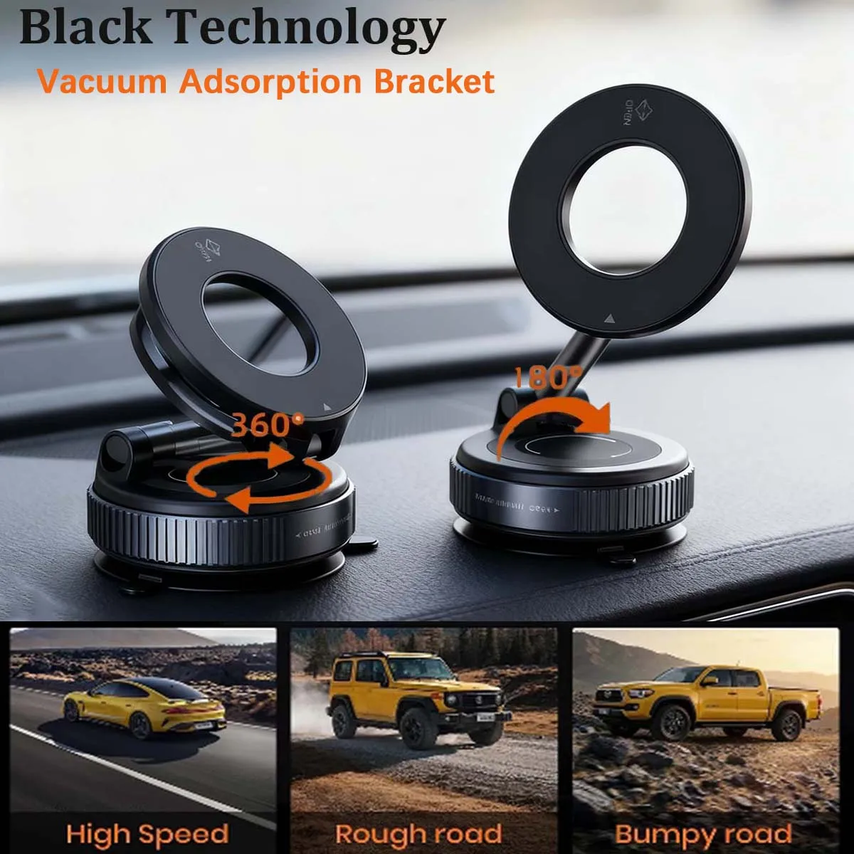 

Magnetic Phone Holder for car 360° Foldable Magnetic Car Mount Strong Vacuum Suction Adjustable Desk Holder for All Smartphon