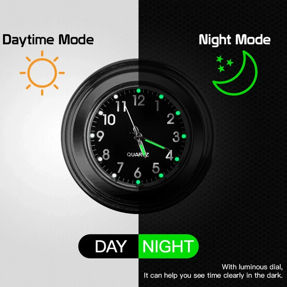 Fashionable Car Clock and Thermometer for 2225 4mm Handlebars CNC Machined Aluminum Billet Shell Clear Visibility at Night