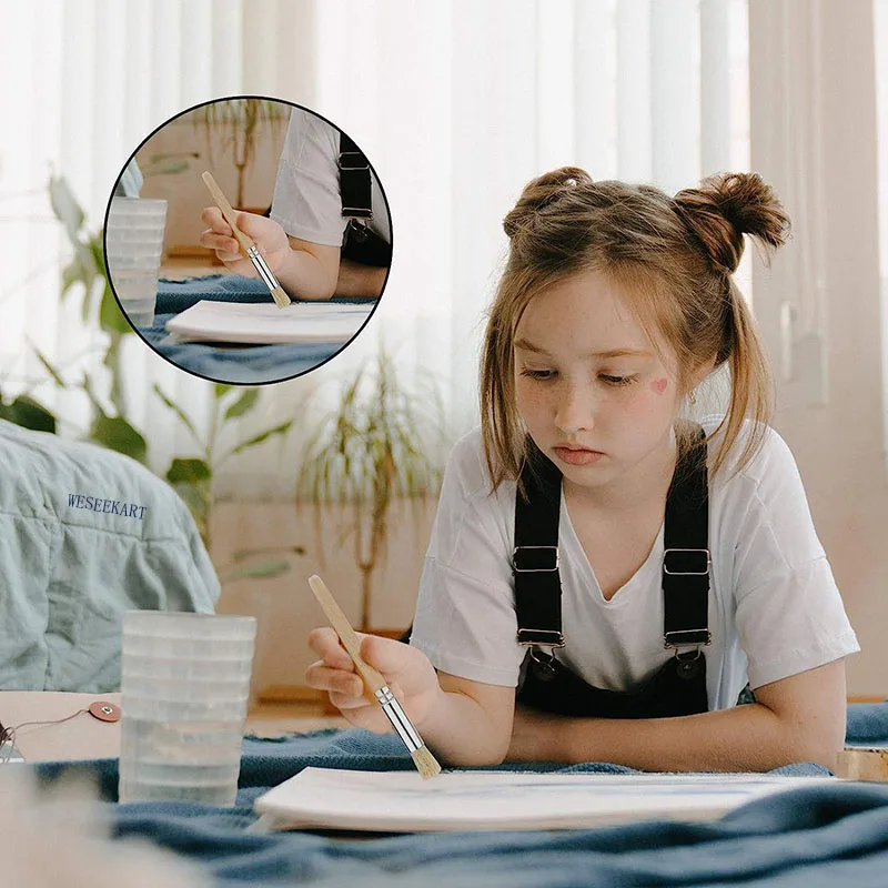 مجموعة فرش استنسل خشبية، 6 قطع من فرش الطلاء ذات الشعيرات الطبيعية، فرشاة قالب طلاء خشبي، 3 أحجام، لطلاء الاستنسل والطلاء #6