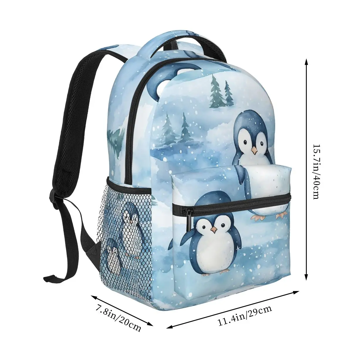 Cute Penguin And Ice Snow Backpack Hot Sale Daypack Large Capacity Children BookBag School Bag Shoulder Bags for Men Women
