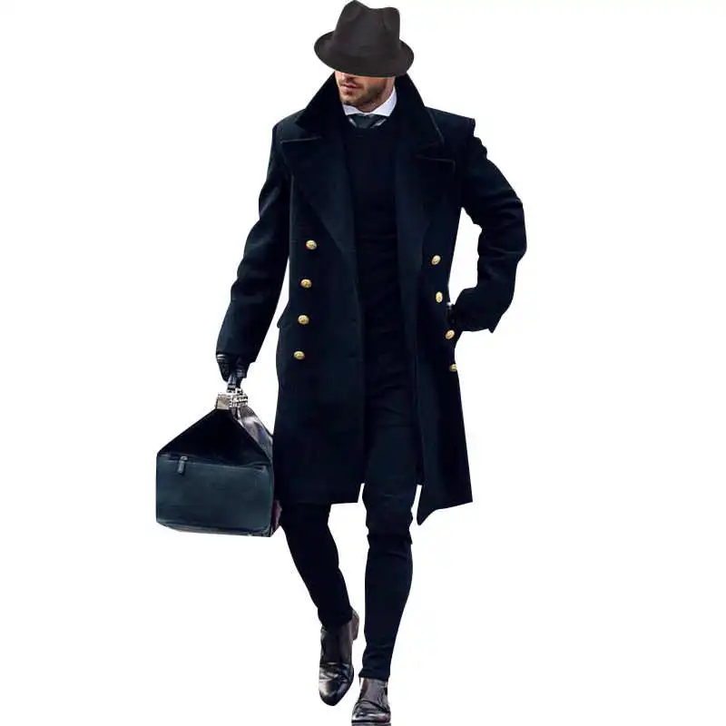 

Youth Casual Faion Midlength Slim Fit Men's Woolen Coat Sli Tench Coat Faionable Urban Wear Winter Warmth Daily Wear