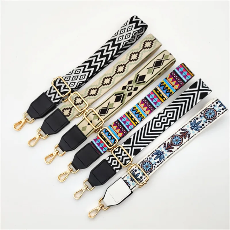 

Ethnic Style Bag Shoulder Strap Women Bag Strap with Leather One Shoulder Straddle Adjustable Bag Replacement Long Shoulder Belt