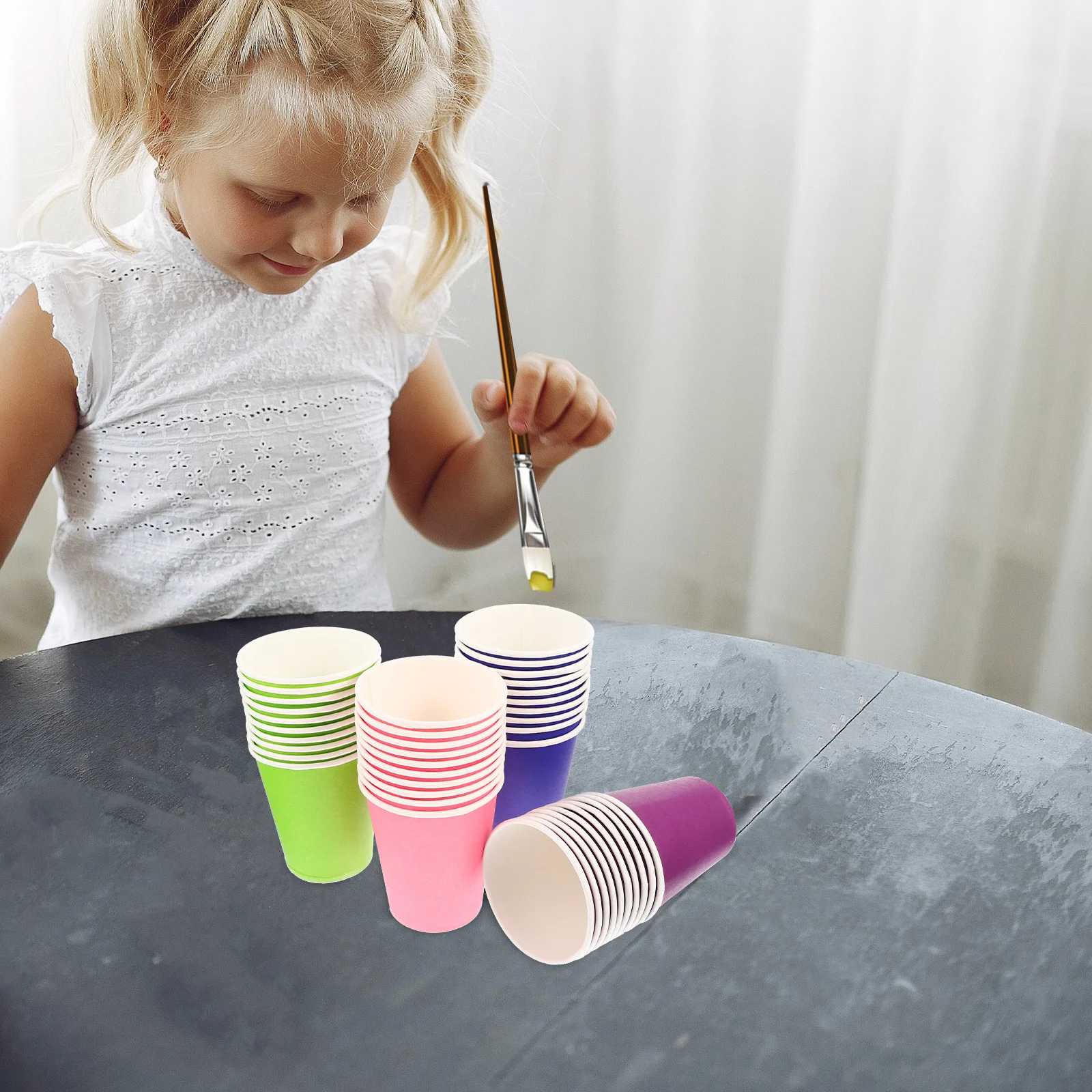 

100Pcs Thick Disposable Paper Cups Colorful DIY Hand Painting Cups Kids Art Supplies Creative Graffiti Kids Painting Materials