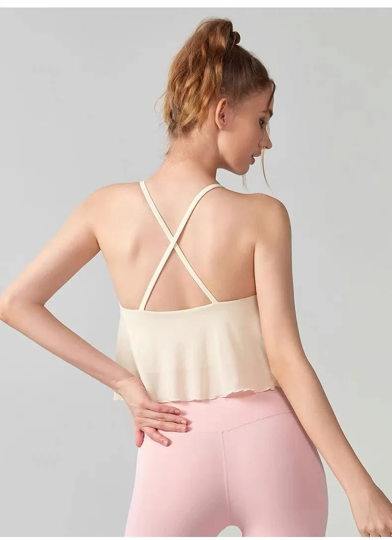 Cloud-sensing Mesh Yoga-Anzug Weste mit Brustpolster Fitness Pilates Top Stoßfester Suspension-Sport-BH Schöne Rückenweste – Detail 14