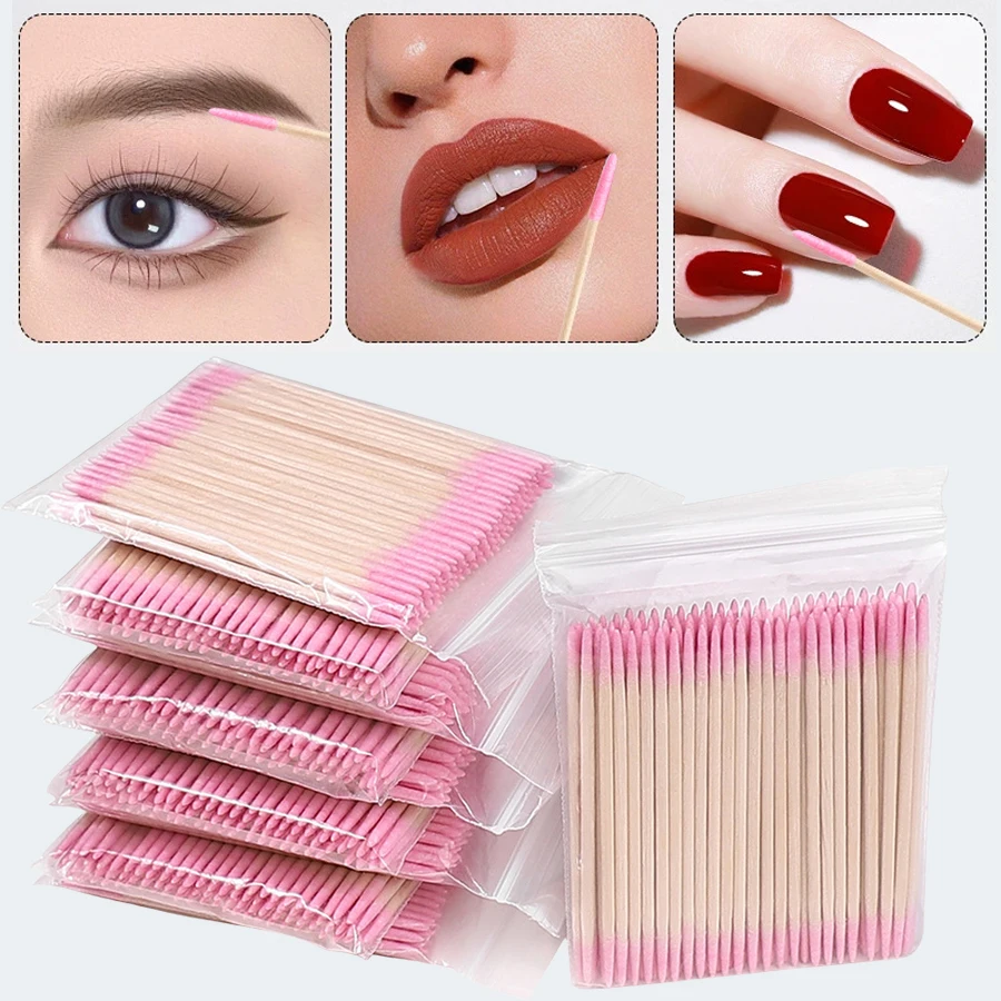 

100Pcs Double-Ended Cotton Swabs Fine Pointed Tips for Nail Art Makeup Eyeliner Eye Shadow Correction - Beauty Tools