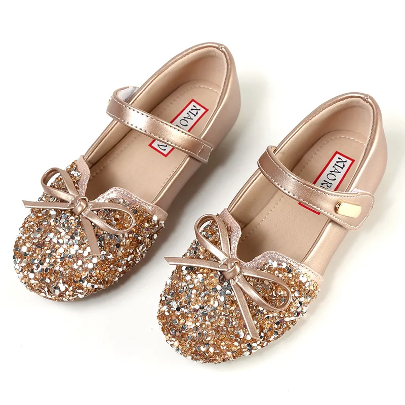 Princess Girls Silver Shoes New Baby The Spring And Autumn 2023 Single Soft Bottom Dress Flats Girls Flat Shoes