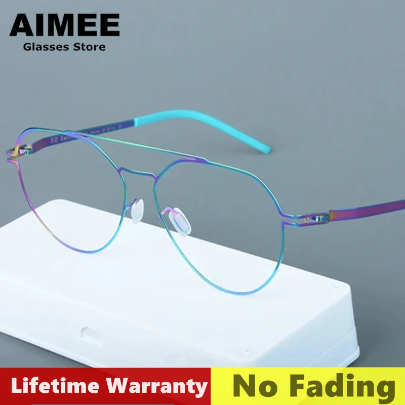 

No Fading Germany Brand Ultralight No Screw Glasses Frame Lifetime Warranty Men Pilot Fashion Eyeglasses Women Handmade Eyewear