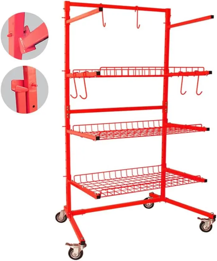 Parts Management Storage Cart, 3 Shelf Heavy Duty Storage Shelving Unit with Wheels, Metal Organizer Wire Rack, Shelves Workshop