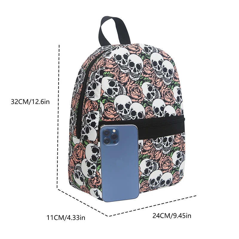 Mochila de nailon con Calavera, bolsa de almacenamiento de gran capacidad, bolsa organizadora para viajes diarios, puede contener libros, tazas de agua, ropa