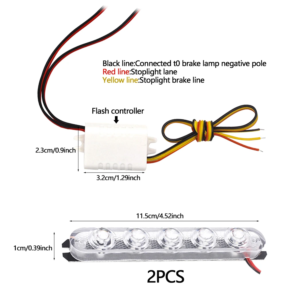 2Pcs Police Lights LED Strobe Lights Flasher Auto Flash Stroboscopes Strobe Light Emergency Warning Light Parking Signal Light