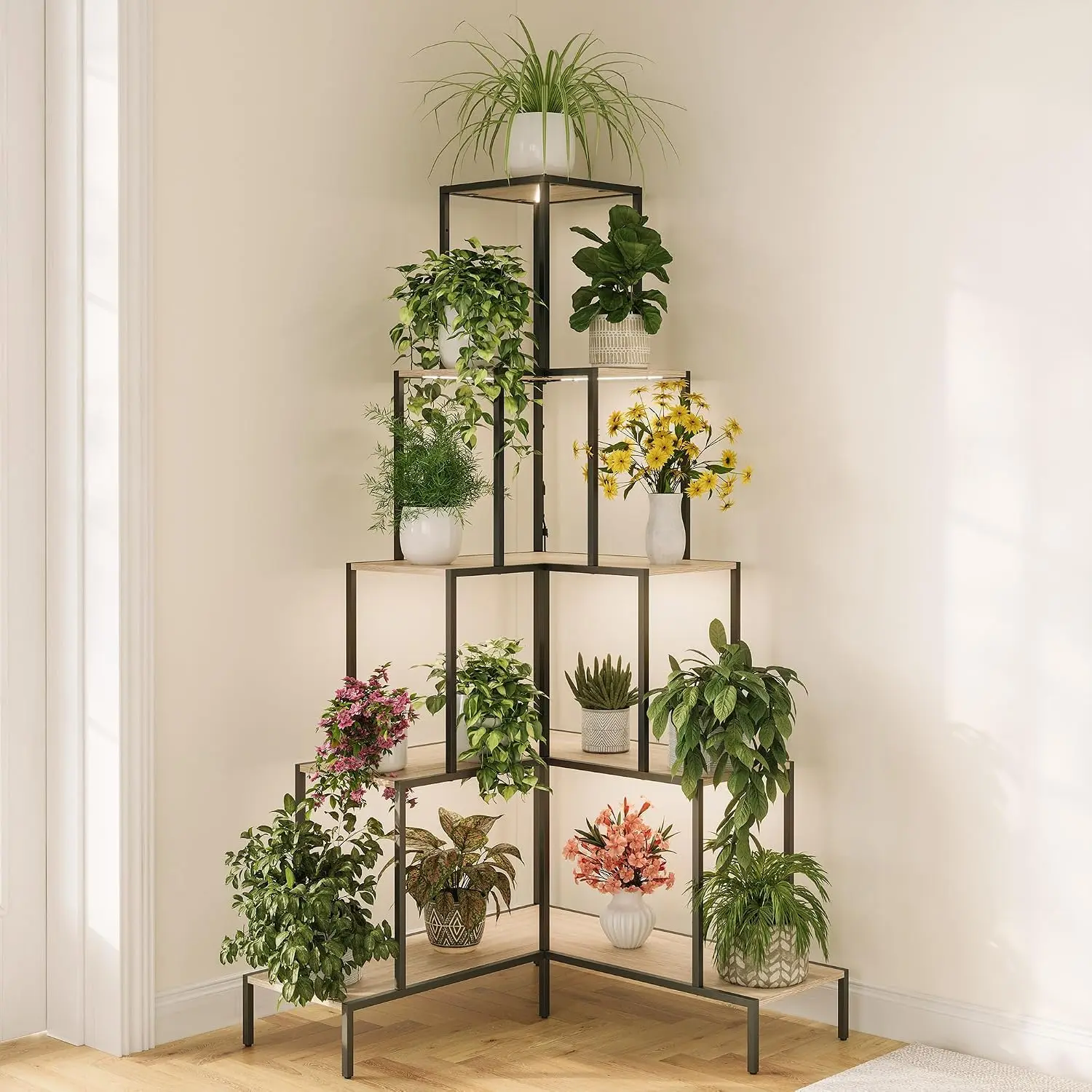 5-Tier Corner Plant Stand with RGB Light, 66