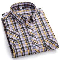 Camisas de manga corta para hombre, camisa a cuadros de algodón, moda Formal, delgada, suave, clásica, ropa informal, talla grande 8XL, 7XL, nueva
