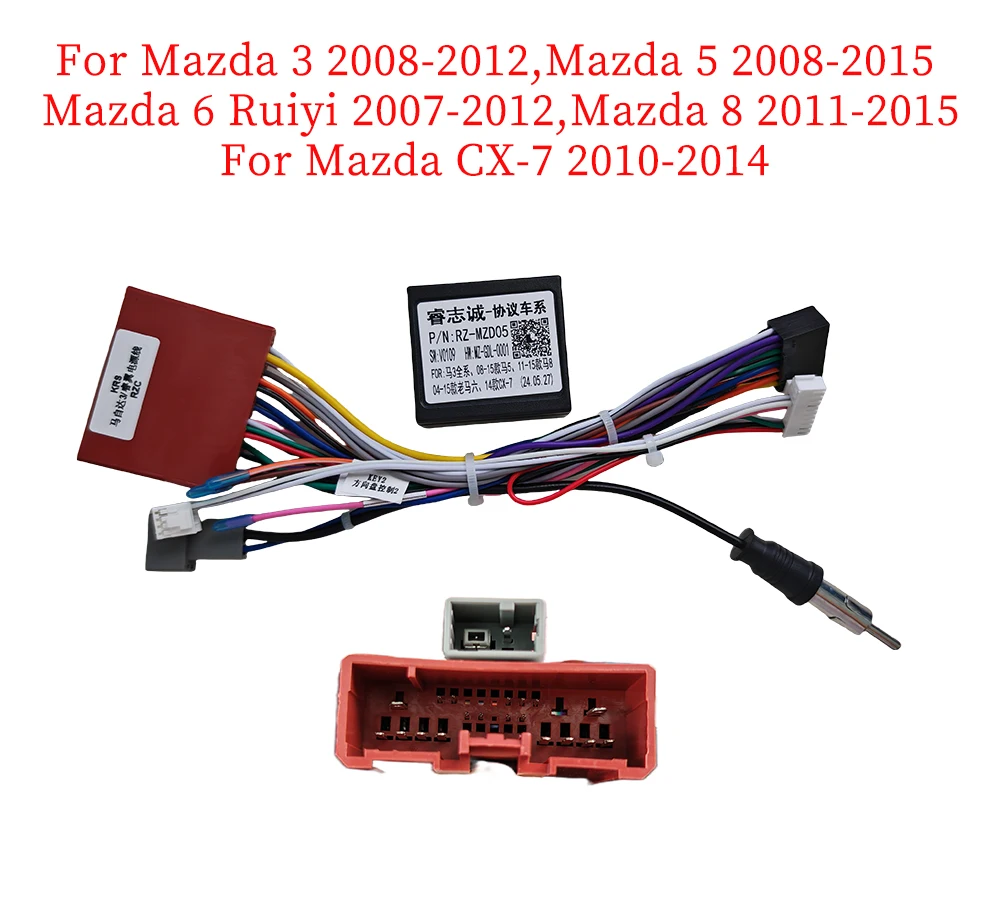 16Pin Car Head Unit Harness Power Adapter Cable With Canbus For Mazda 3 2008-2012/M 5 2008-2015/M 6 Ruiyi 2007-2012/M 8/CX-7