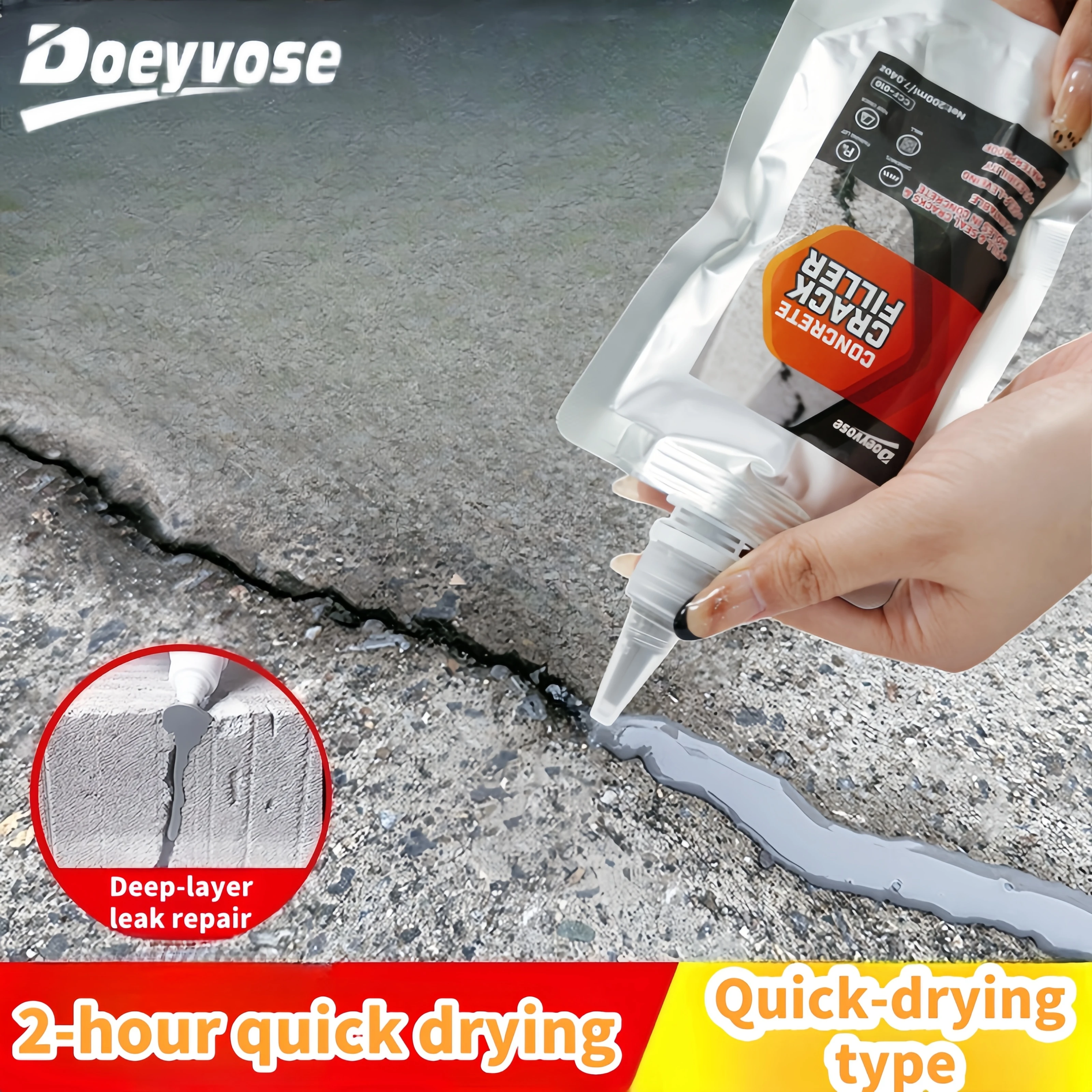 Concrete Gap Repair Sealant 200ml Waterproof Self‑Leveling Crack Filler