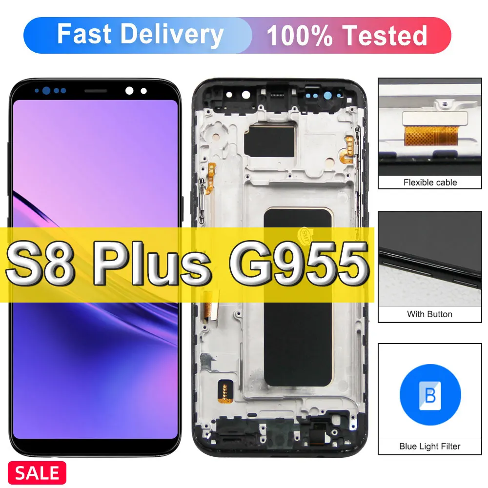 Tested TFT LCD For Samsung S8 plus LCD Display Touch panel Digitizer For Samsung S8 Display G955 G955fd G955F creen With Frame