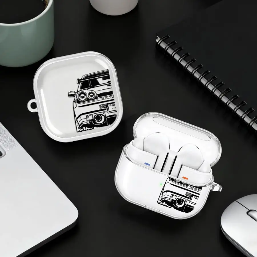 

Case For Samsung Galaxy Buds 2 2Pro Live 4Pro 4 Pro 3 FE 3Pro Clear Earphone Cases Cover With Hook Creative Jdm Dream Car Cool