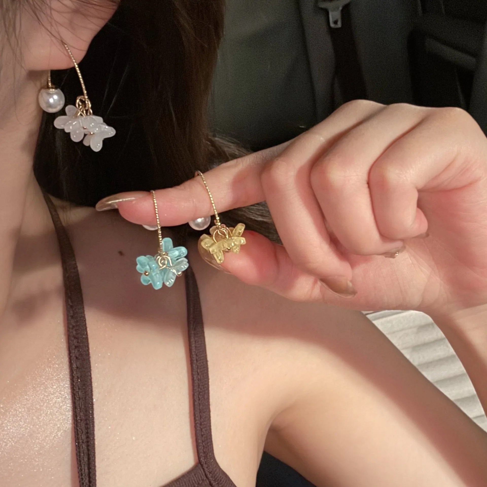 

French Retro Daily Wear Gift Women's Fashion Earrings1 Pair Elegant Osmanthus Tassel Pearl Earrings Sweet Exquisite Earrings