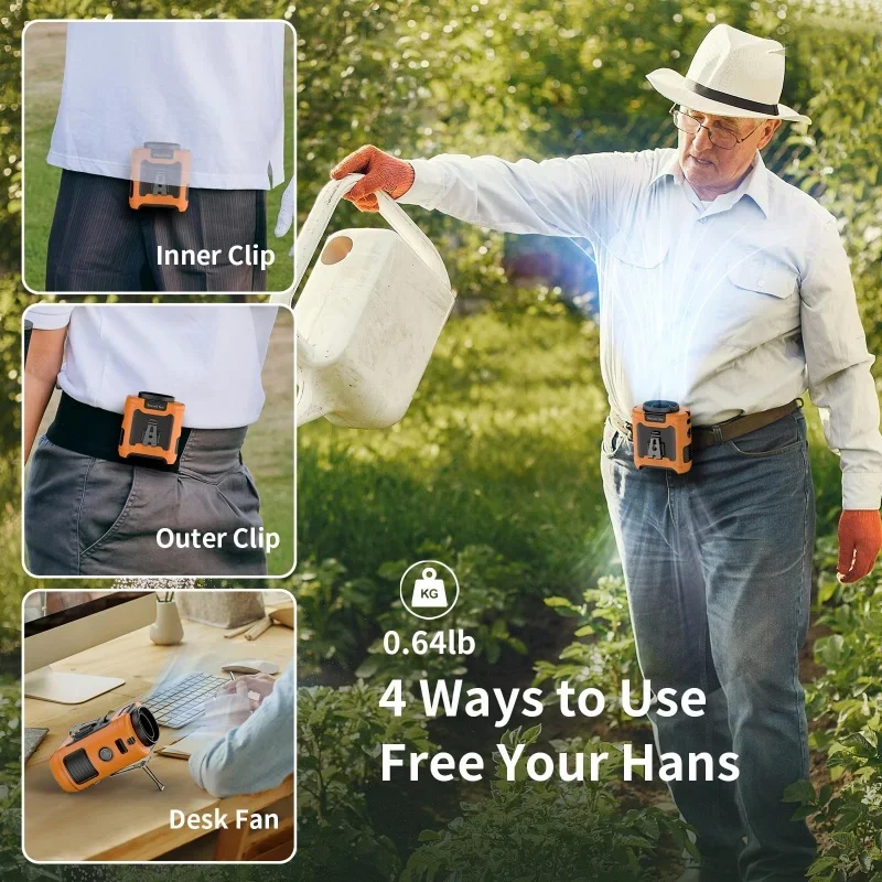 USB Rechargeable Fan Portable Hanging Neck Fan Strong Wind with Phone Charging LED Light for Emergency Sports Outdoor Working