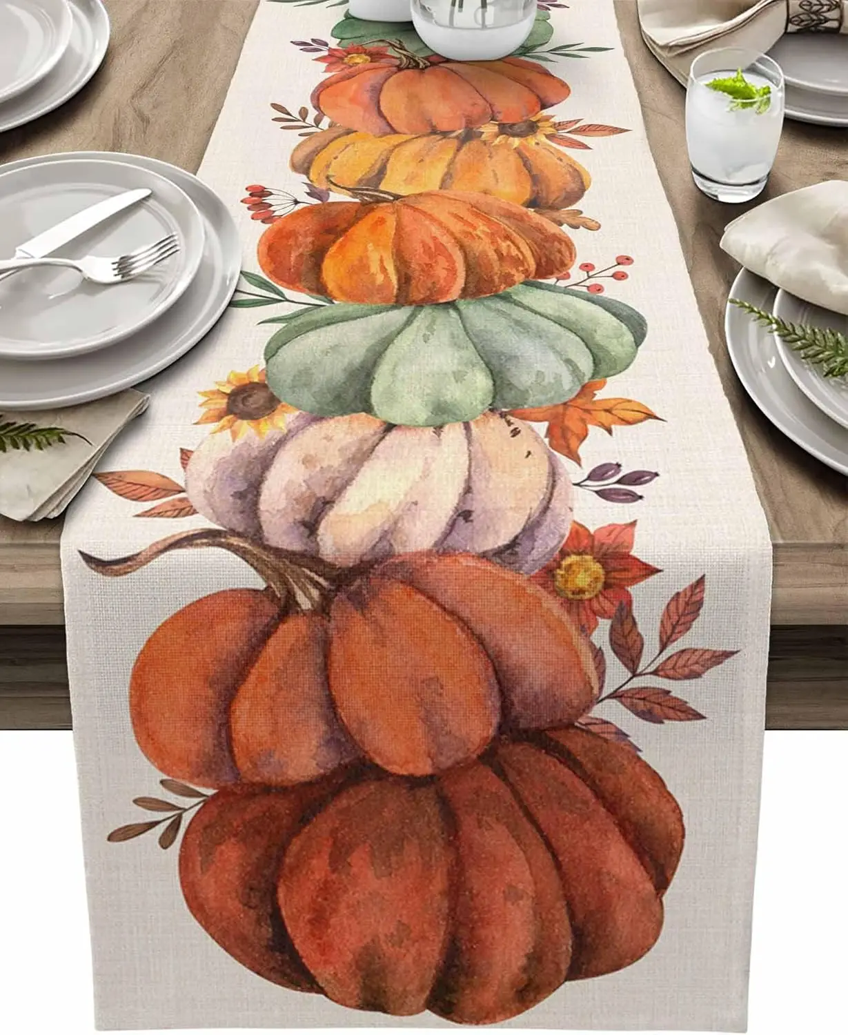 

Fall Harvest Pumpkin Thanksgiving Table Runners for Dining Tables Autumn Maple Leaves Dining Runner Kitchen Party Table Decor