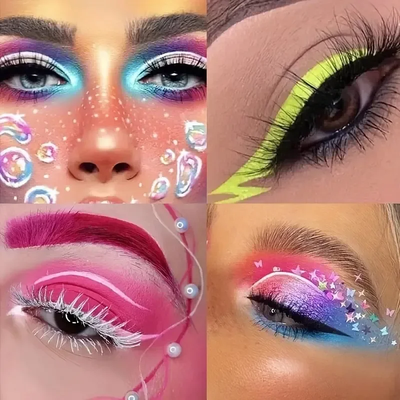 42 لونًا من اللوحة القابلة للذوبان في الماء بالأشعة فوق البنفسجية النيون اللامع فن الهالوين ومهرجان الموسيقى وطلاء لعب الأدوار